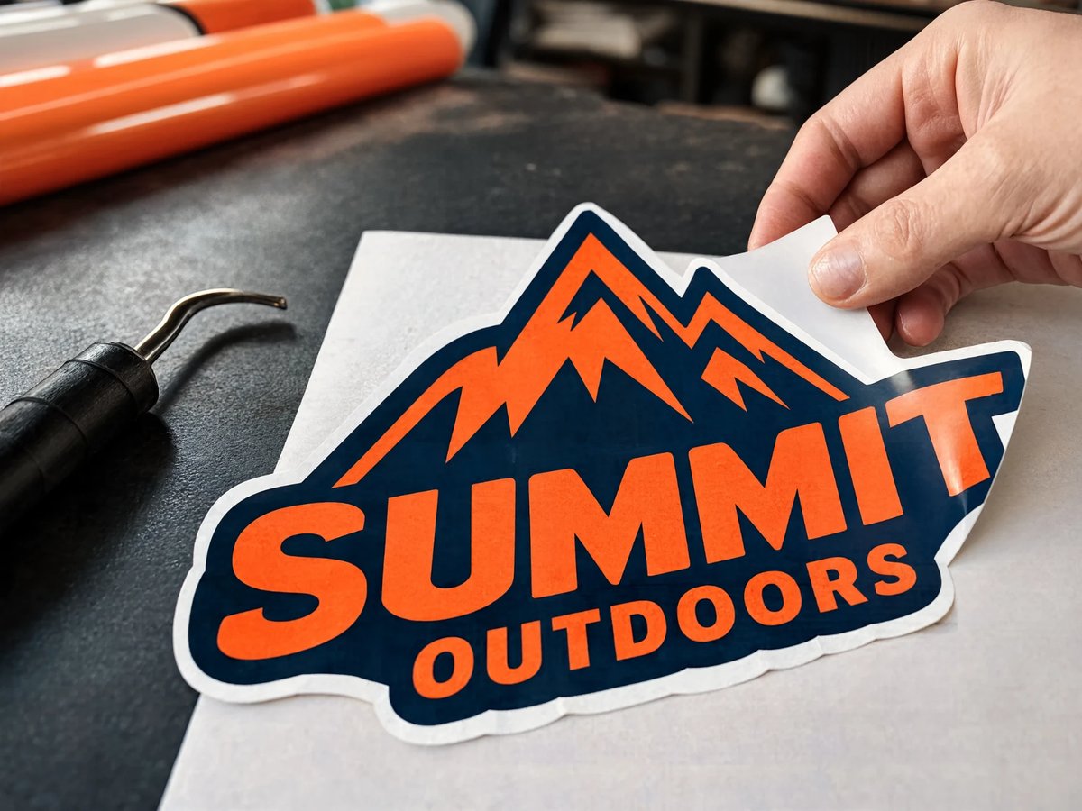 Summit Outdoors cut vinyl decal weeded from a clean traced vector path with precise cut edges
